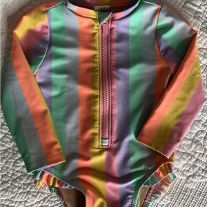 Colorful Striped Long Sleeve Swimsuit